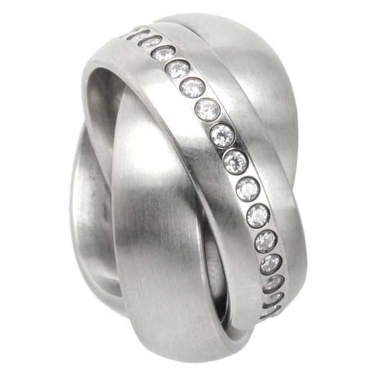 DESIGNER 3ER ROLLRING 8 MM EDELSTAHL ZIRKONIA   KADO